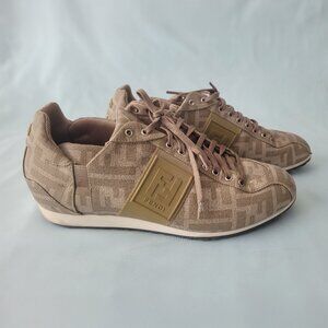 Fendi Zucca Print Mens Low-Top Sneakers - BEIGE